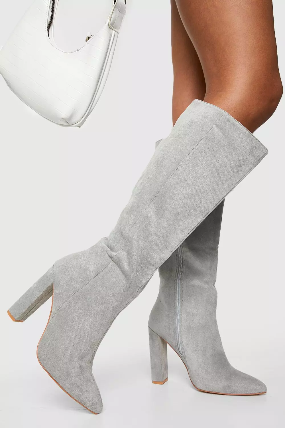 Light grey over knee clearance boots